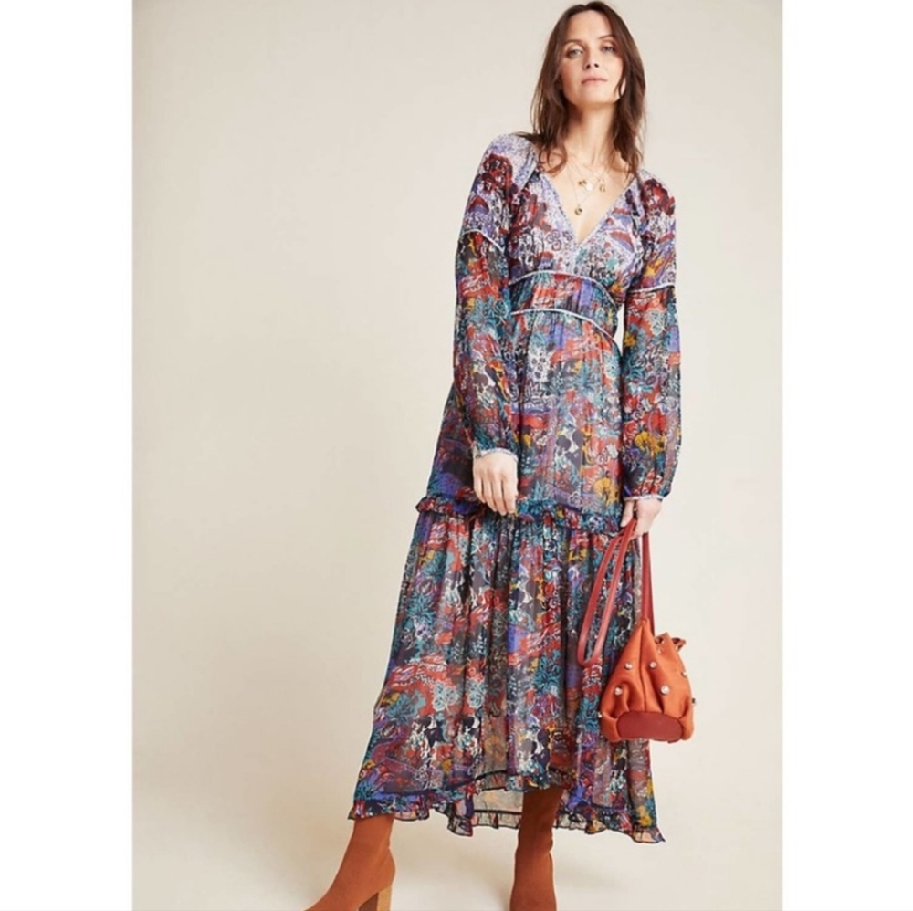 Maeve by Anthropologie Annabelle Floral Maxi Dress size 4